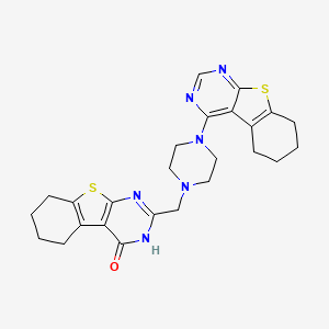 molecular formula C25H28N6OS2 B7550178 2-[[4-(5,6,7,8-tetrahydro-[1]benzothiolo[2,3-d]pyrimidin-4-yl)piperazin-1-yl]methyl]-5,6,7,8-tetrahydro-3H-[1]benzothiolo[2,3-d]pyrimidin-4-one 