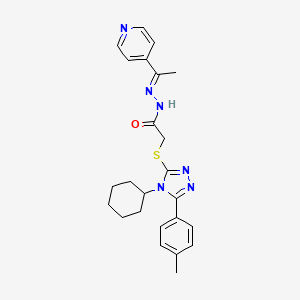 molecular formula C24H28N6OS B7550187 2-{[4-cyclohexyl-5-(4-methylphenyl)-4H-1,2,4-triazol-3-yl]sulfanyl}-N'-[(1E)-1-(pyridin-4-yl)ethylidene]acetohydrazide 