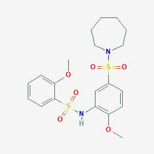 molecular formula C20H26N2O6S2 B7550196 N-[5-(azepan-1-ylsulfonyl)-2-methoxyphenyl]-2-methoxybenzenesulfonamide 