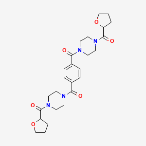 molecular formula C26H34N4O6 B7550204 [4-[4-[4-(Oxolane-2-carbonyl)piperazine-1-carbonyl]benzoyl]piperazin-1-yl]-(oxolan-2-yl)methanone 