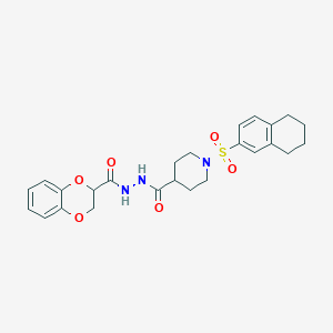 molecular formula C25H29N3O6S B7550206 N'-(2,3-dihydro-1,4-benzodioxine-3-carbonyl)-1-(5,6,7,8-tetrahydronaphthalen-2-ylsulfonyl)piperidine-4-carbohydrazide 