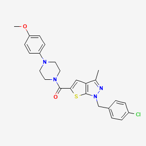 molecular formula C25H25ClN4O2S B7550210 [1-[(4-Chlorophenyl)methyl]-3-methylthieno[2,3-c]pyrazol-5-yl]-[4-(4-methoxyphenyl)piperazin-1-yl]methanone 