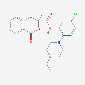 molecular formula C23H26ClN3O3 B7550214 N-[5-chloro-2-(4-ethylpiperazin-1-yl)phenyl]-3-methyl-1-oxo-4H-isochromene-3-carboxamide 