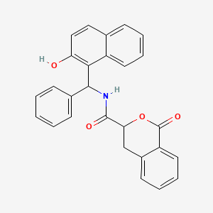 molecular formula C27H21NO4 B7550222 N-[(2-hydroxynaphthalen-1-yl)-phenylmethyl]-1-oxo-3,4-dihydroisochromene-3-carboxamide 