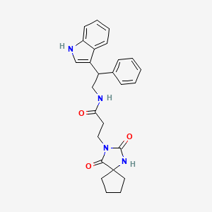 molecular formula C26H28N4O3 B7550236 3-(2,4-dioxo-1,3-diazaspiro[4.4]nonan-3-yl)-N-[2-(1H-indol-3-yl)-2-phenylethyl]propanamide 