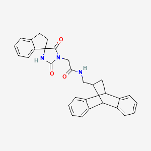 molecular formula C30H27N3O3 B7550242 2-(2',5'-dioxospiro[1,2-dihydroindene-3,4'-imidazolidine]-1'-yl)-N-(15-tetracyclo[6.6.2.02,7.09,14]hexadeca-2,4,6,9,11,13-hexaenylmethyl)acetamide 