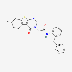 molecular formula C26H25N3O2S B7550267 N-(2-benzylphenyl)-2-(7-methyl-4-oxo-5,6,7,8-tetrahydro-[1]benzothiolo[2,3-d]pyrimidin-3-yl)acetamide 