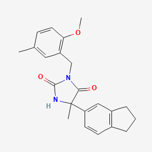5-(2,3-dihydro-1H-inden-5-yl)-3-[(2-methoxy-5-methylphenyl)methyl]-5-methylimidazolidine-2,4-dione