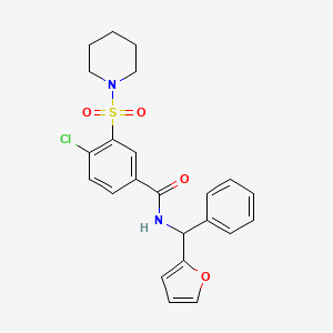 4-chloro-N-[furan-2-yl(phenyl)methyl]-3-piperidin-1-ylsulfonylbenzamide