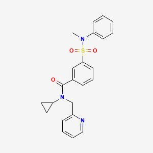 molecular formula C23H23N3O3S B7550333 N-cyclopropyl-3-[methyl(phenyl)sulfamoyl]-N-(pyridin-2-ylmethyl)benzamide 