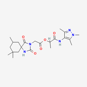 molecular formula C22H33N5O5 B7550337 [1-Oxo-1-[(1,3,5-trimethylpyrazol-4-yl)amino]propan-2-yl] 2-(7,7,9-trimethyl-2,4-dioxo-1,3-diazaspiro[4.5]decan-3-yl)acetate 