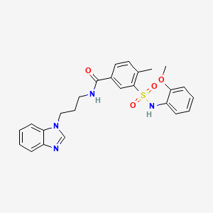 molecular formula C25H26N4O4S B7550344 N-[3-(benzimidazol-1-yl)propyl]-3-[(2-methoxyphenyl)sulfamoyl]-4-methylbenzamide 