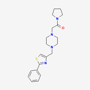 molecular formula C20H26N4OS B7550371 2-[4-[(2-Phenyl-1,3-thiazol-4-yl)methyl]piperazin-1-yl]-1-pyrrolidin-1-ylethanone 