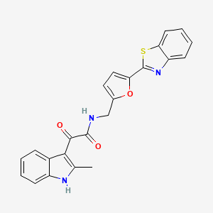 molecular formula C23H17N3O3S B7550392 N-[[5-(1,3-benzothiazol-2-yl)furan-2-yl]methyl]-2-(2-methyl-1H-indol-3-yl)-2-oxoacetamide 