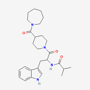 molecular formula C27H38N4O3 B7550402 N-[1-[4-(azepane-1-carbonyl)piperidin-1-yl]-3-(1H-indol-3-yl)-1-oxopropan-2-yl]-2-methylpropanamide 