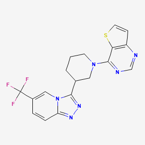 molecular formula C18H15F3N6S B7550410 4-[3-[6-(Trifluoromethyl)-[1,2,4]triazolo[4,3-a]pyridin-3-yl]piperidin-1-yl]thieno[3,2-d]pyrimidine 