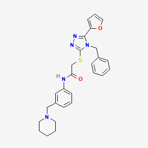 2-[[4-benzyl-5-(furan-2-yl)-1,2,4-triazol-3-yl]sulfanyl]-N-[3-(piperidin-1-ylmethyl)phenyl]acetamide