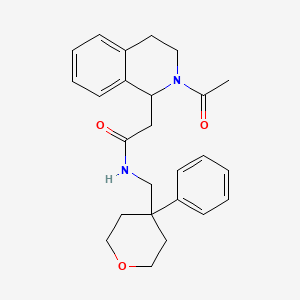 2-(2-acetyl-3,4-dihydro-1H-isoquinolin-1-yl)-N-[(4-phenyloxan-4-yl)methyl]acetamide