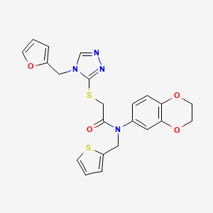 N-(2,3-dihydro-1,4-benzodioxin-6-yl)-2-[[4-(furan-2-ylmethyl)-1,2,4-triazol-3-yl]sulfanyl]-N-(thiophen-2-ylmethyl)acetamide