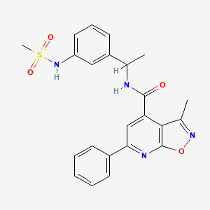 molecular formula C23H22N4O4S B7550486 N-[1-[3-(methanesulfonamido)phenyl]ethyl]-3-methyl-6-phenyl-[1,2]oxazolo[5,4-b]pyridine-4-carboxamide 