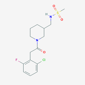 molecular formula C15H20ClFN2O3S B7550492 N-[[1-[2-(2-chloro-6-fluorophenyl)acetyl]piperidin-3-yl]methyl]methanesulfonamide 