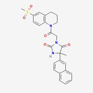 molecular formula C26H25N3O5S B7550497 5-methyl-3-[2-(6-methylsulfonyl-3,4-dihydro-2H-quinolin-1-yl)-2-oxoethyl]-5-naphthalen-2-ylimidazolidine-2,4-dione 