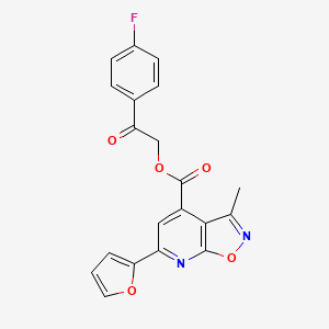 molecular formula C20H13FN2O5 B7550523 [2-(4-Fluorophenyl)-2-oxoethyl] 6-(furan-2-yl)-3-methyl-[1,2]oxazolo[5,4-b]pyridine-4-carboxylate 