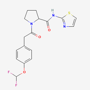 molecular formula C17H17F2N3O3S B7550538 1-[2-[4-(difluoromethoxy)phenyl]acetyl]-N-(1,3-thiazol-2-yl)pyrrolidine-2-carboxamide 