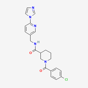 molecular formula C22H22ClN5O2 B7550546 1-(4-chlorobenzoyl)-N-[(6-imidazol-1-ylpyridin-3-yl)methyl]piperidine-3-carboxamide 