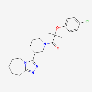 molecular formula C22H29ClN4O2 B7550547 2-(4-chlorophenoxy)-2-methyl-1-[3-(6,7,8,9-tetrahydro-5H-[1,2,4]triazolo[4,3-a]azepin-3-yl)piperidin-1-yl]propan-1-one 