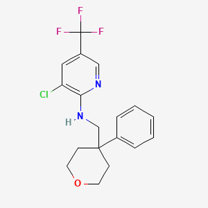 molecular formula C18H18ClF3N2O B7550579 3-chloro-N-[(4-phenyloxan-4-yl)methyl]-5-(trifluoromethyl)pyridin-2-amine 