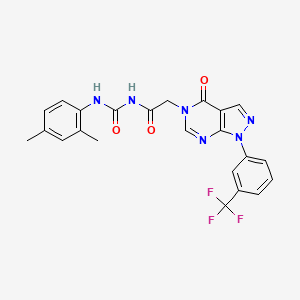 molecular formula C23H19F3N6O3 B7550617 N-[(2,4-dimethylphenyl)carbamoyl]-2-[4-oxo-1-[3-(trifluoromethyl)phenyl]pyrazolo[3,4-d]pyrimidin-5-yl]acetamide 
