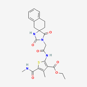 molecular formula C24H26N4O6S B7550663 ethyl 2-[[2-(2',5'-dioxospiro[2,4-dihydro-1H-naphthalene-3,4'-imidazolidine]-1'-yl)acetyl]amino]-4-methyl-5-(methylcarbamoyl)thiophene-3-carboxylate 