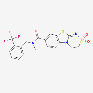 molecular formula C19H16F3N3O3S2 B7550669 N-methyl-2,2-dioxo-N-[[2-(trifluoromethyl)phenyl]methyl]-3,4-dihydro-[1,2,4]thiadiazino[3,4-b][1,3]benzothiazole-8-carboxamide 