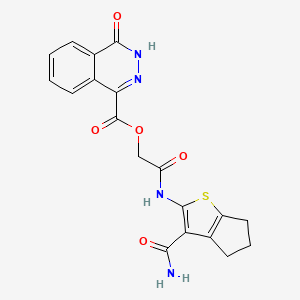 molecular formula C19H16N4O5S B7550718 [2-[(3-carbamoyl-5,6-dihydro-4H-cyclopenta[b]thiophen-2-yl)amino]-2-oxoethyl] 4-oxo-3H-phthalazine-1-carboxylate 