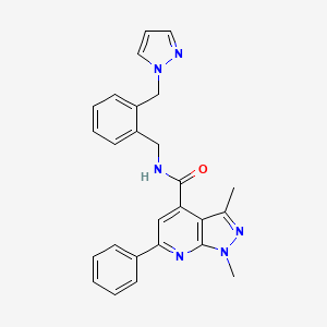 1,3-dimethyl-6-phenyl-N-[[2-(pyrazol-1-ylmethyl)phenyl]methyl]pyrazolo[3,4-b]pyridine-4-carboxamide
