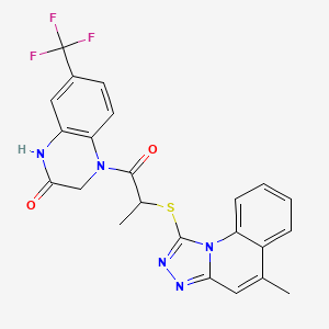 4-[2-[(5-Methyl-[1,2,4]triazolo[4,3-a]quinolin-1-yl)sulfanyl]propanoyl]-7-(trifluoromethyl)-1,3-dihydroquinoxalin-2-one