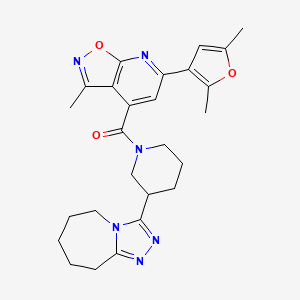 molecular formula C26H30N6O3 B7550743 [6-(2,5-dimethylfuran-3-yl)-3-methyl-[1,2]oxazolo[5,4-b]pyridin-4-yl]-[3-(6,7,8,9-tetrahydro-5H-[1,2,4]triazolo[4,3-a]azepin-3-yl)piperidin-1-yl]methanone 