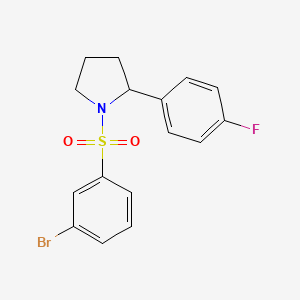 molecular formula C16H15BrFNO2S B7550755 1-(3-Bromophenyl)sulfonyl-2-(4-fluorophenyl)pyrrolidine 