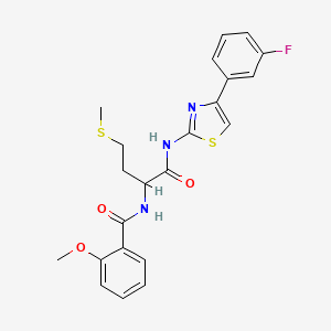 molecular formula C22H22FN3O3S2 B7550756 N-[1-[[4-(3-fluorophenyl)-1,3-thiazol-2-yl]amino]-4-methylsulfanyl-1-oxobutan-2-yl]-2-methoxybenzamide 