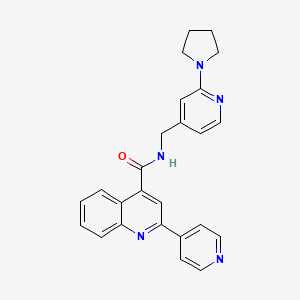 molecular formula C25H23N5O B7550768 2-pyridin-4-yl-N-[(2-pyrrolidin-1-ylpyridin-4-yl)methyl]quinoline-4-carboxamide 