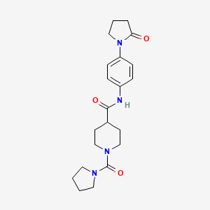 molecular formula C21H28N4O3 B7550775 N-[4-(2-oxopyrrolidin-1-yl)phenyl]-1-(pyrrolidine-1-carbonyl)piperidine-4-carboxamide 