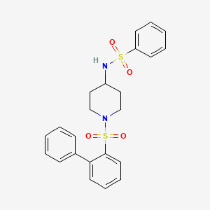 molecular formula C23H24N2O4S2 B7550780 N-[1-(2-phenylphenyl)sulfonylpiperidin-4-yl]benzenesulfonamide 