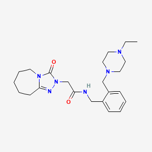 molecular formula C23H34N6O2 B7550827 N-[[2-[(4-ethylpiperazin-1-yl)methyl]phenyl]methyl]-2-(3-oxo-6,7,8,9-tetrahydro-5H-[1,2,4]triazolo[4,3-a]azepin-2-yl)acetamide 