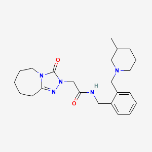 molecular formula C23H33N5O2 B7550853 N-[[2-[(3-methylpiperidin-1-yl)methyl]phenyl]methyl]-2-(3-oxo-6,7,8,9-tetrahydro-5H-[1,2,4]triazolo[4,3-a]azepin-2-yl)acetamide 