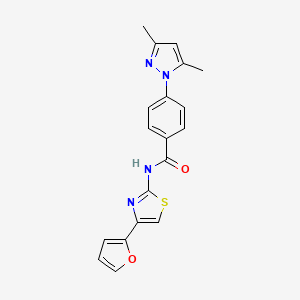 molecular formula C19H16N4O2S B7550866 4-(3,5-dimethylpyrazol-1-yl)-N-[4-(furan-2-yl)-1,3-thiazol-2-yl]benzamide 