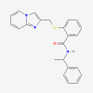 molecular formula C23H21N3OS B7550975 2-(imidazo[1,2-a]pyridin-2-ylmethylsulfanyl)-N-(1-phenylethyl)benzamide 