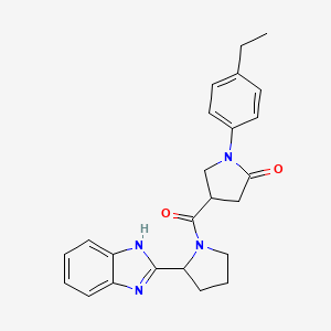 molecular formula C24H26N4O2 B7551025 4-[2-(1H-benzimidazol-2-yl)pyrrolidine-1-carbonyl]-1-(4-ethylphenyl)pyrrolidin-2-one 