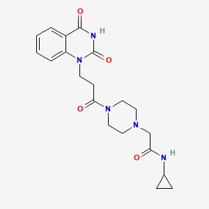 molecular formula C20H25N5O4 B7551031 N-cyclopropyl-2-[4-[3-(2,4-dioxoquinazolin-1-yl)propanoyl]piperazin-1-yl]acetamide 