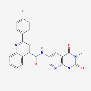 molecular formula C25H18FN5O3 B7551077 N-(1,3-dimethyl-2,4-dioxopyrido[2,3-d]pyrimidin-6-yl)-2-(4-fluorophenyl)quinoline-4-carboxamide 